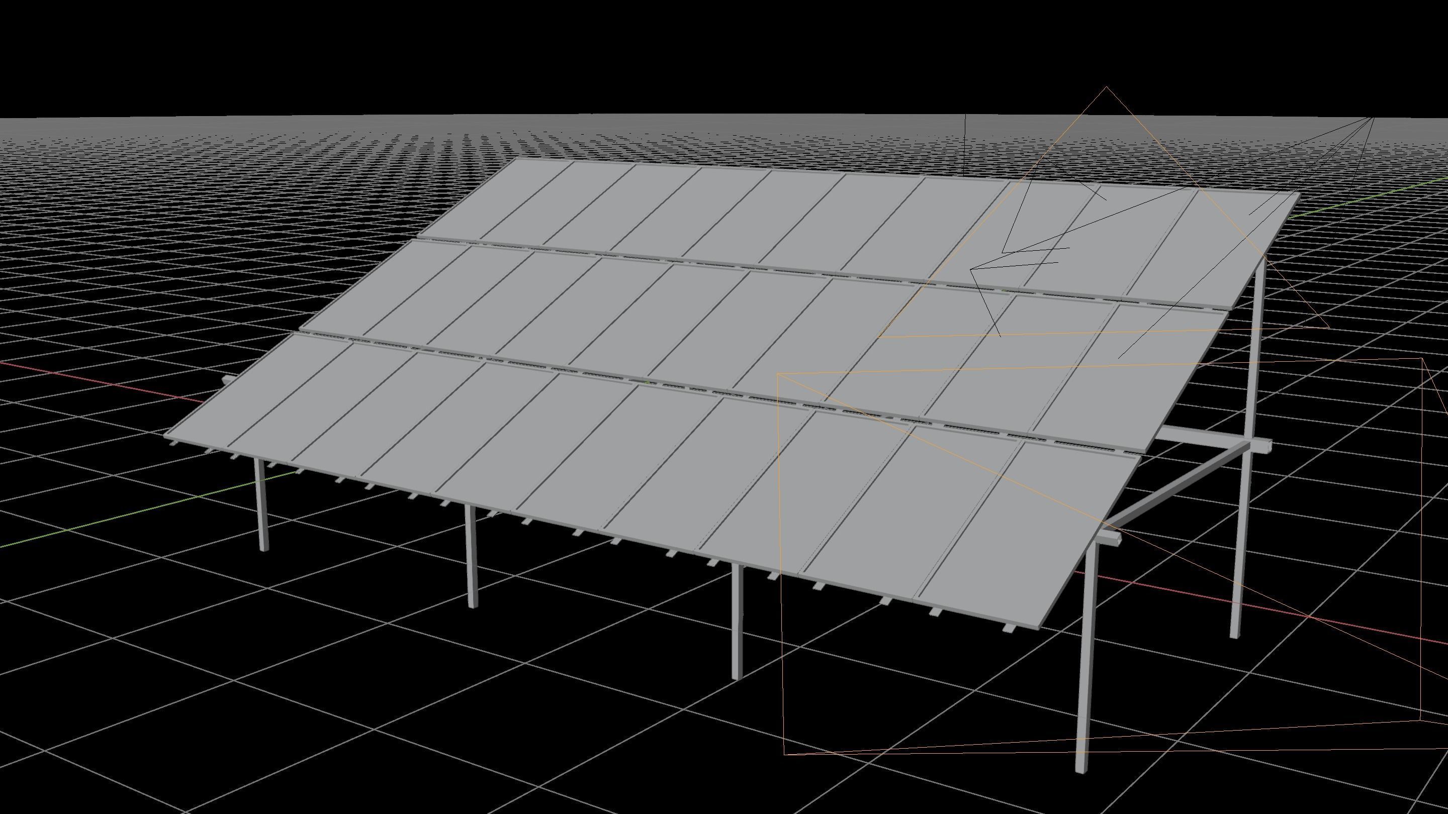 3x10 pv solar panel array Low-poly 3D model_10