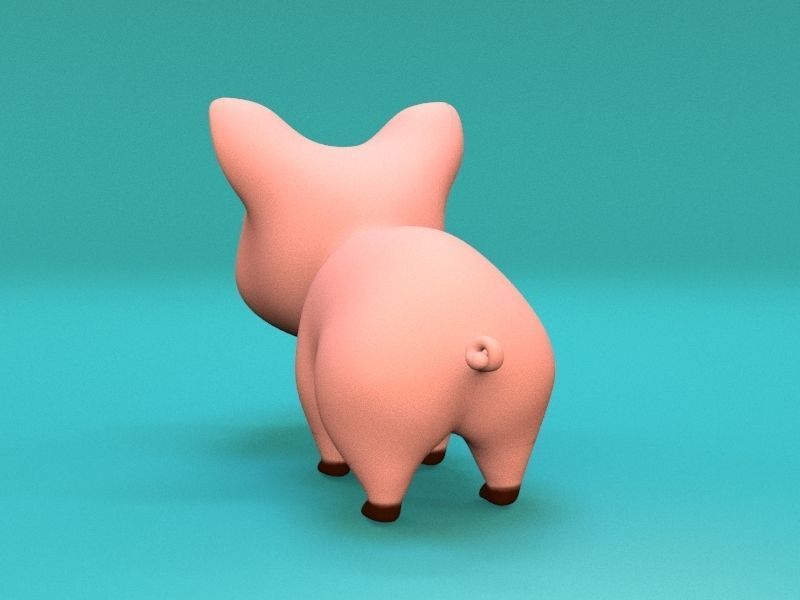 cartoon little pig Low-poly 3D model_5