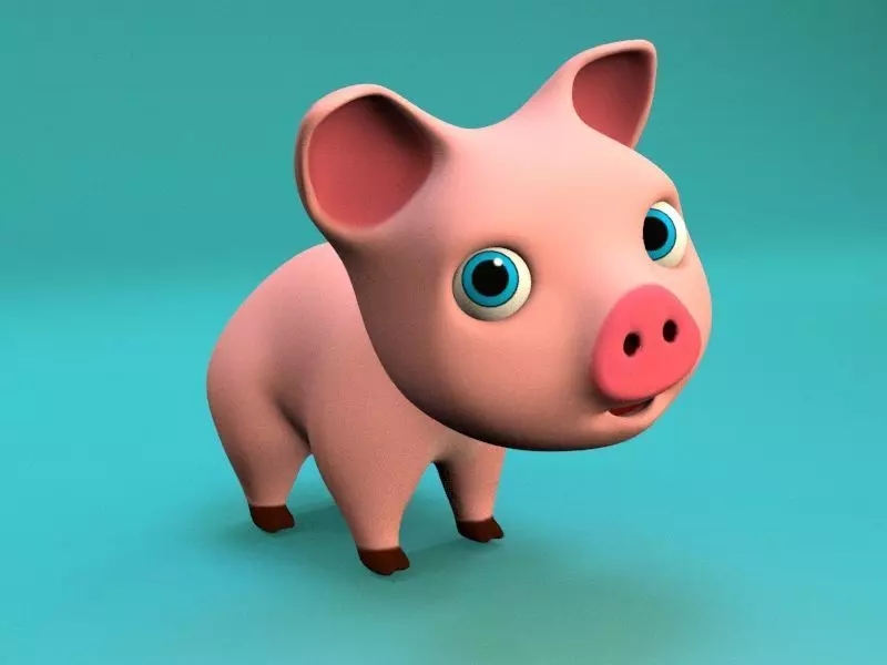 cartoon little pig Low-poly 3D model_0