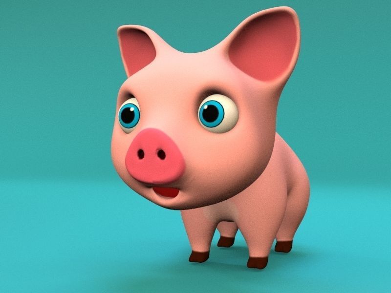 cartoon little pig Low-poly 3D model_7