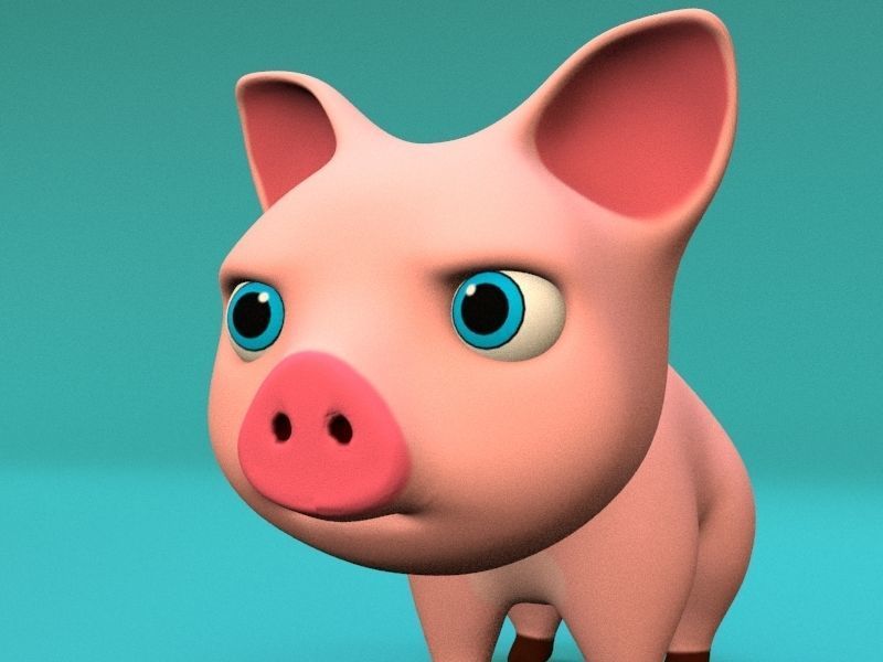 cartoon little pig Low-poly 3D model_6