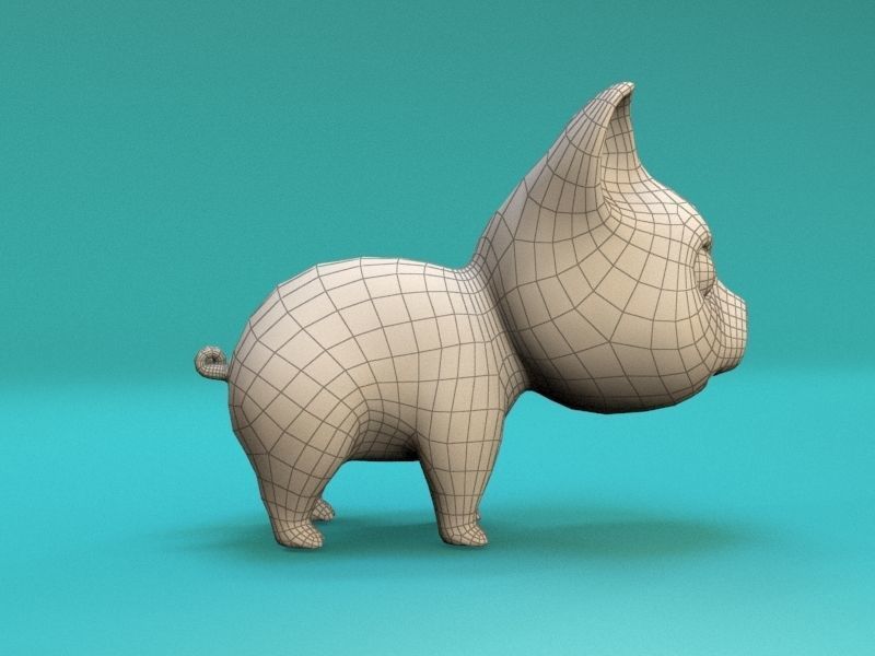 cartoon little pig Low-poly 3D model_9