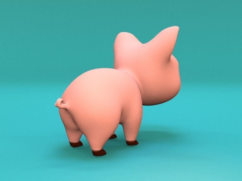 cartoon little pig Low-poly 3D model_4