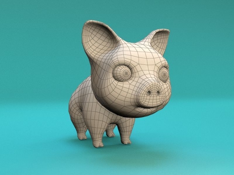 cartoon little pig Low-poly 3D model_8