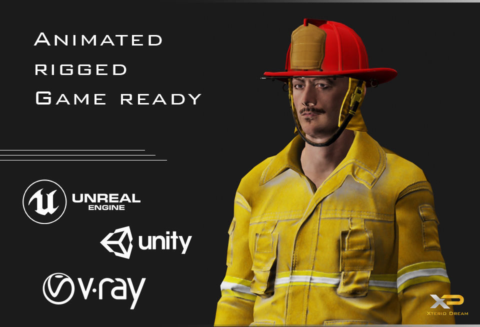 Fireman Person - Oskar Low-poly 3D model_6