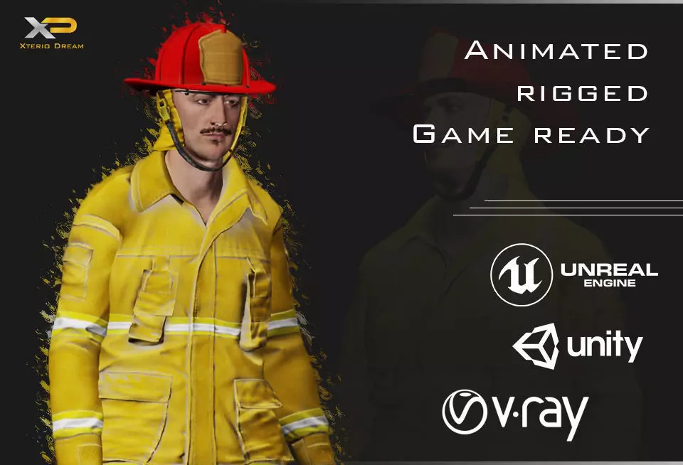 Fireman Person - Oskar Low-poly 3D model_0