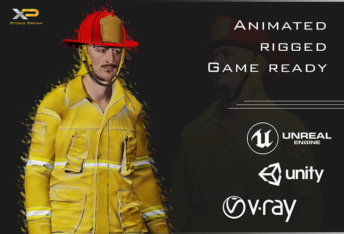 Fireman Person - Oskar Low-poly 3D model
