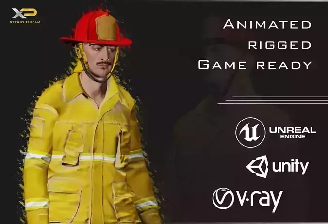 Fireman Person - Oskar Low-poly 3D model