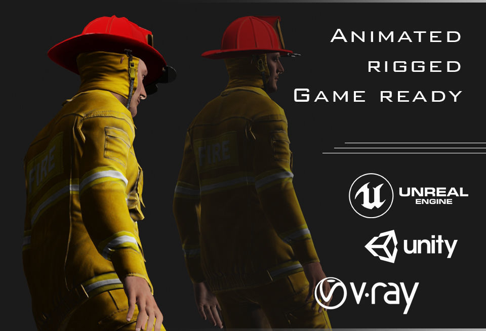 Fireman Person - Oskar Low-poly 3D model_9