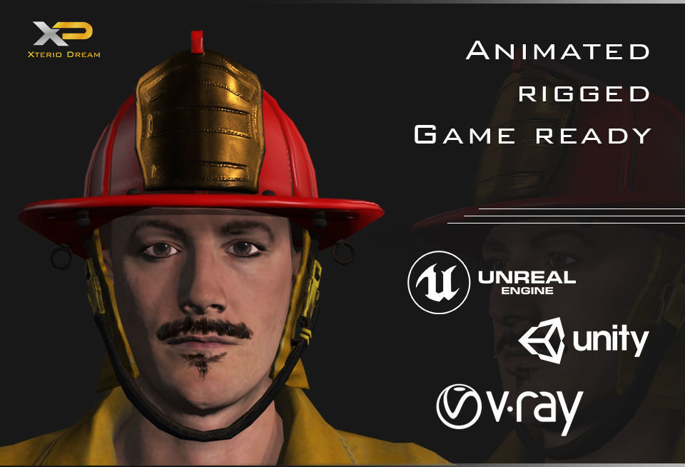 Fireman Person - Oskar Low-poly 3D model_4