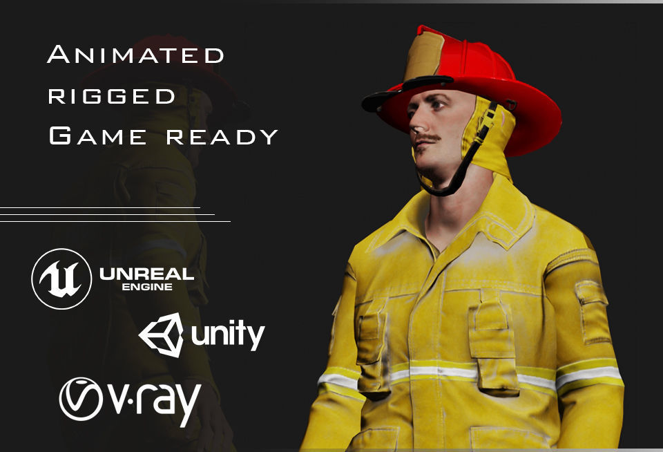 Fireman Person - Oskar Low-poly 3D model_5