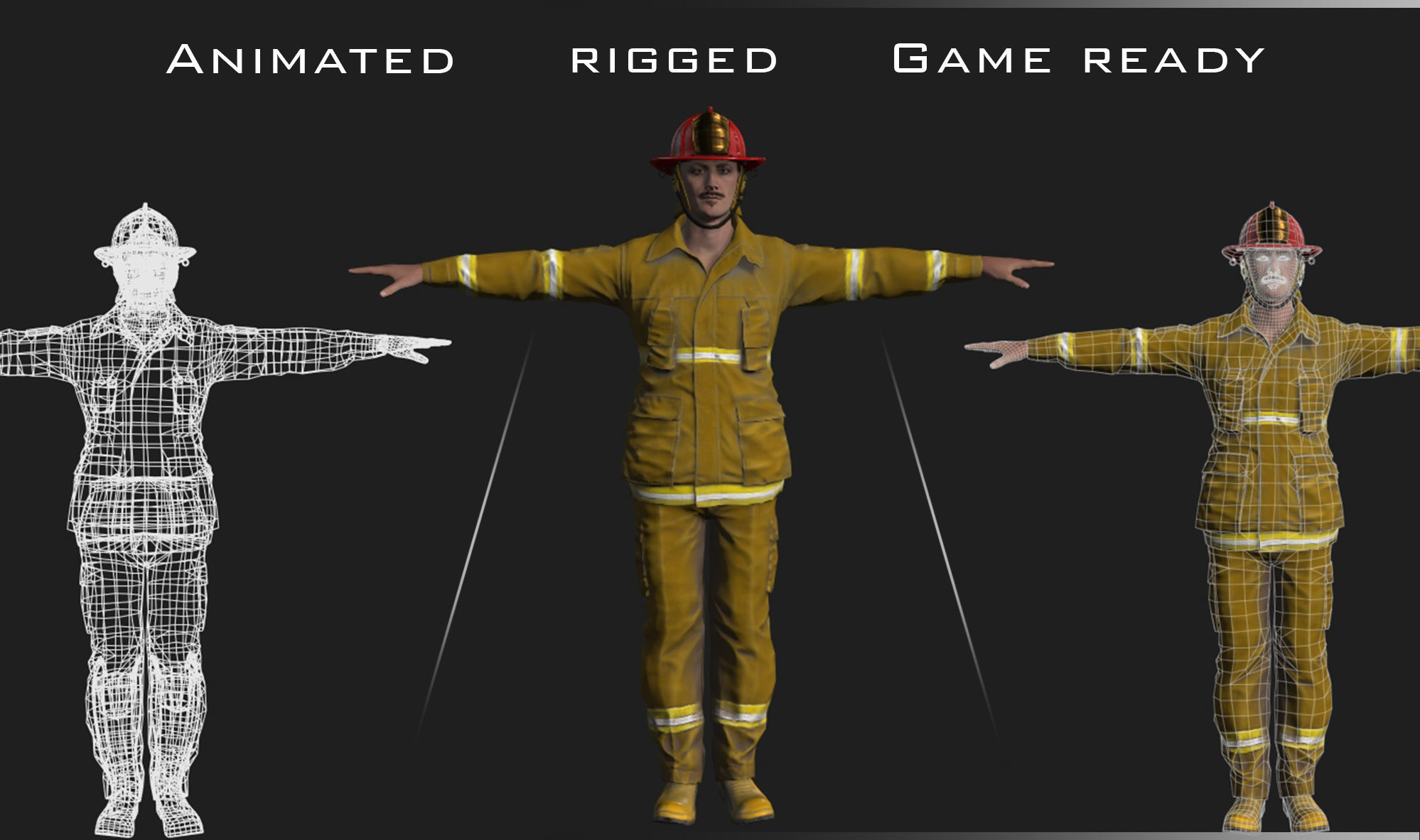 Fireman Person - Oskar Low-poly 3D model_2