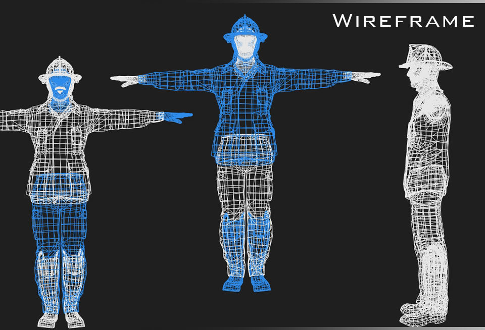 Fireman Person - Oskar Low-poly 3D model_1