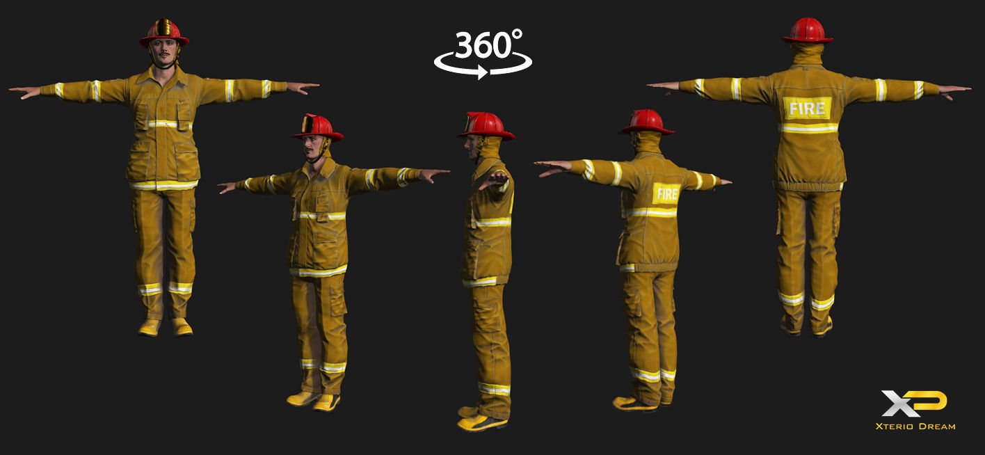 Fireman Person - Oskar Low-poly 3D model_8