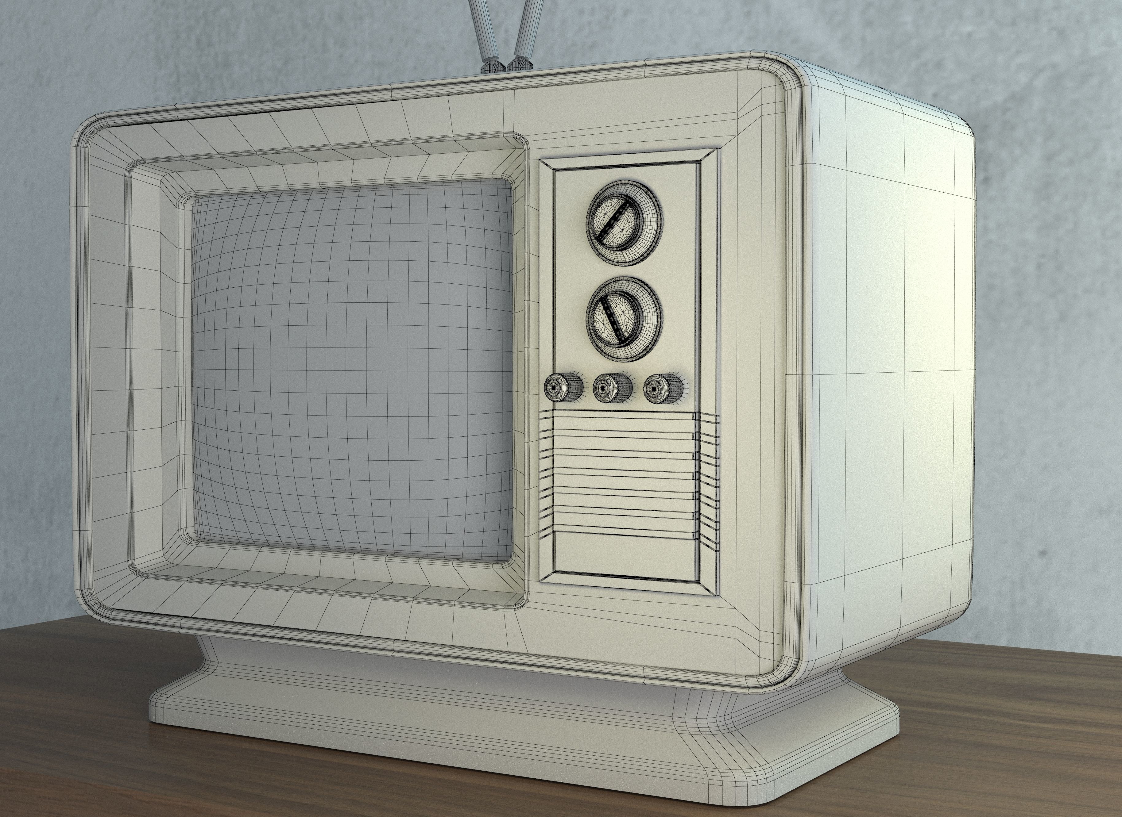 Retro TV 3d Model Low-poly 3D model_5