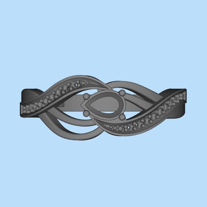 Women ring with gems 3dm stl printable 3D print model_36