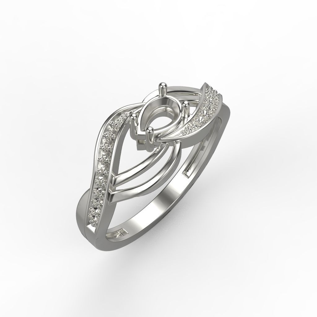 Women ring with gems 3dm stl printable 3D print model_17