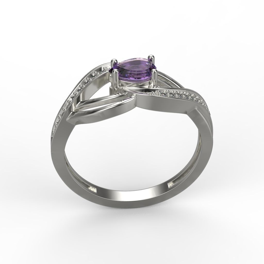 Women ring with gems 3dm stl printable 3D print model_14