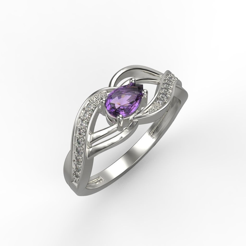 Women ring with gems 3dm stl printable 3D print model_8