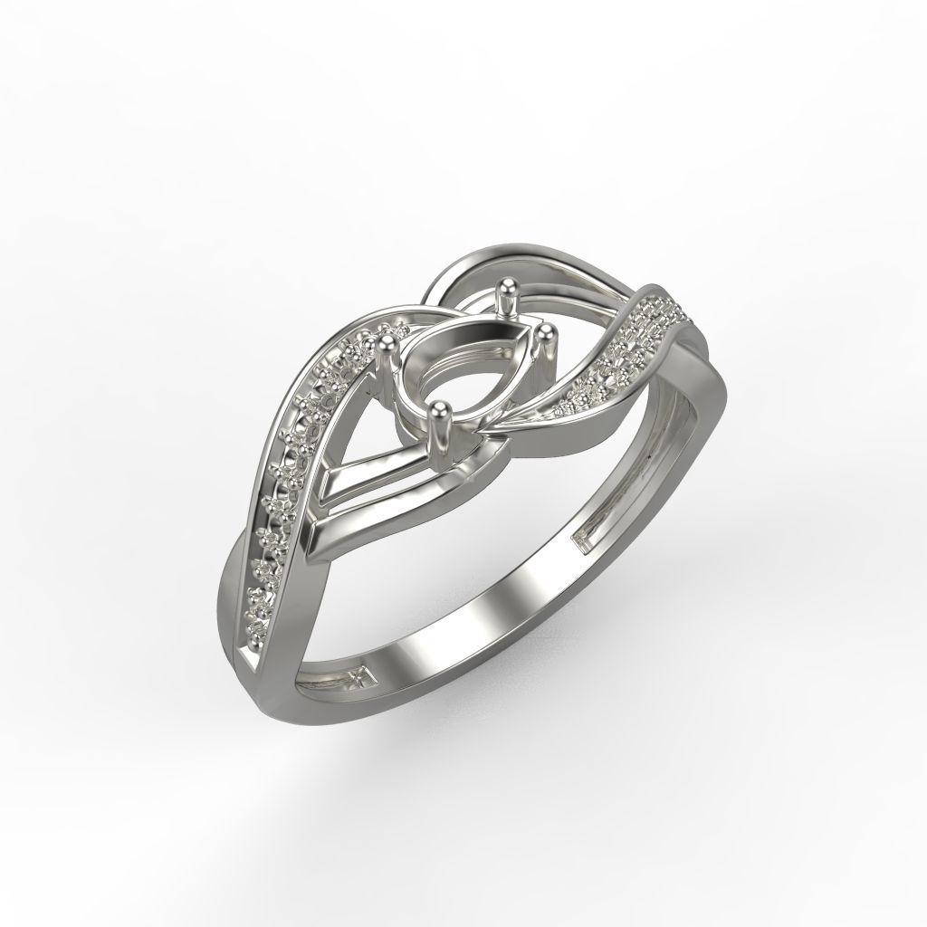 Women ring with gems 3dm stl printable 3D print model_19