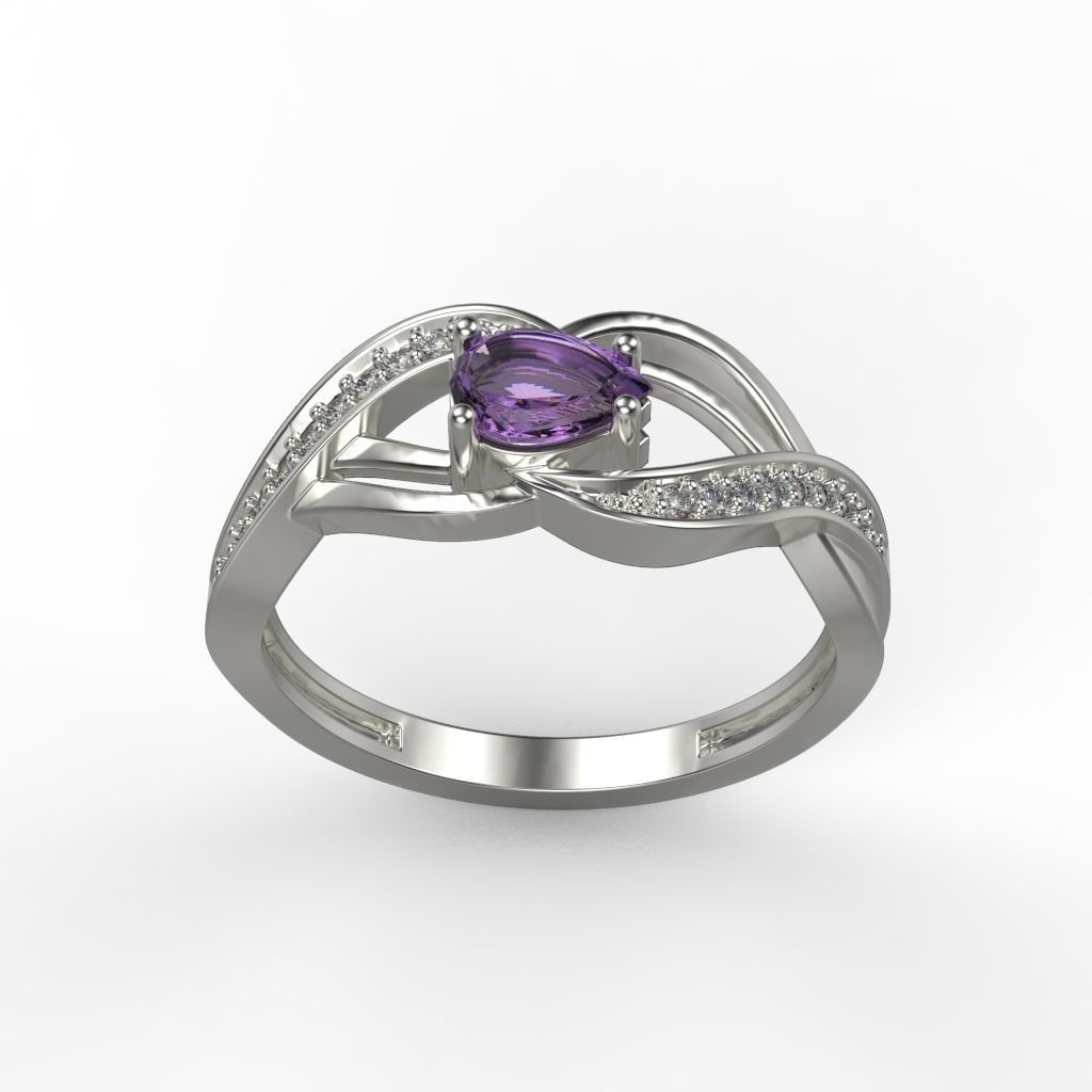 Women ring with gems 3dm stl printable 3D print model_11