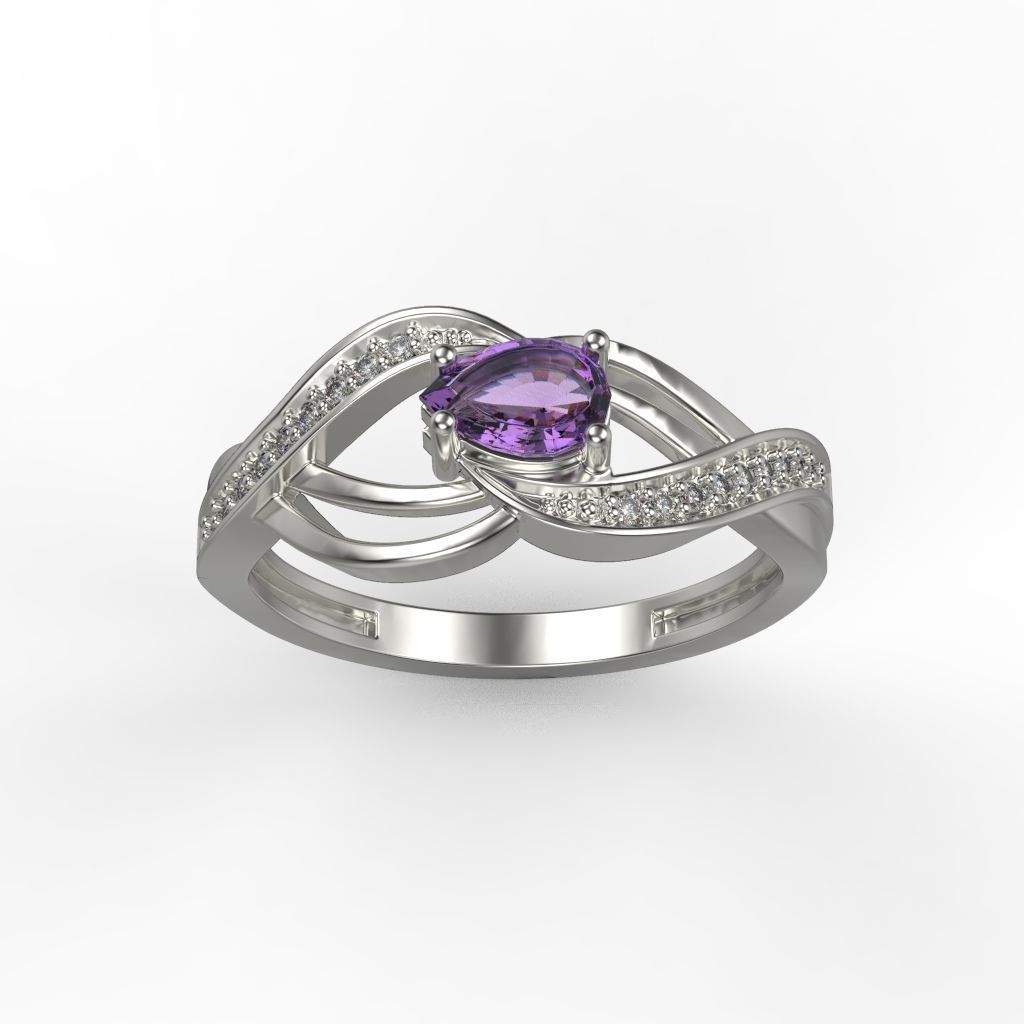 Women ring with gems 3dm stl printable 3D print model_5