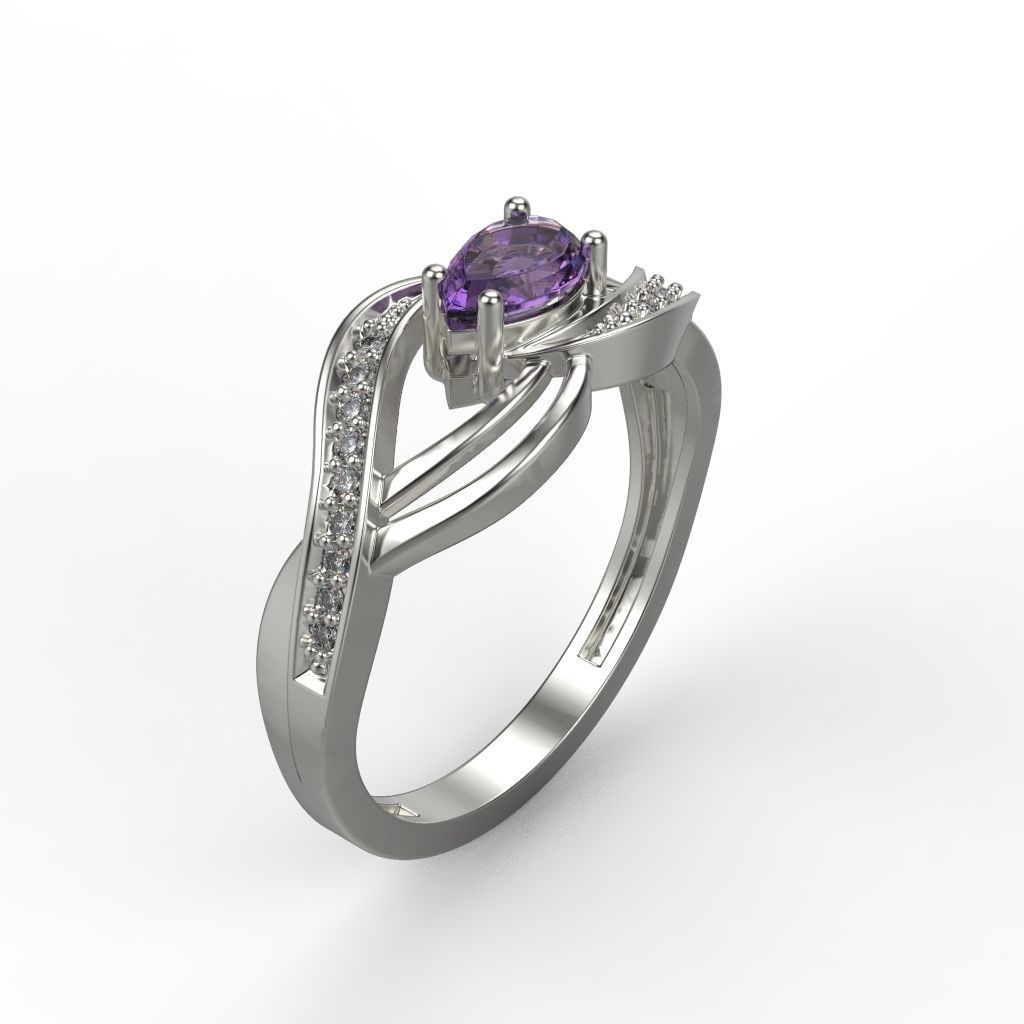 Women ring with gems 3dm stl printable 3D print model_13