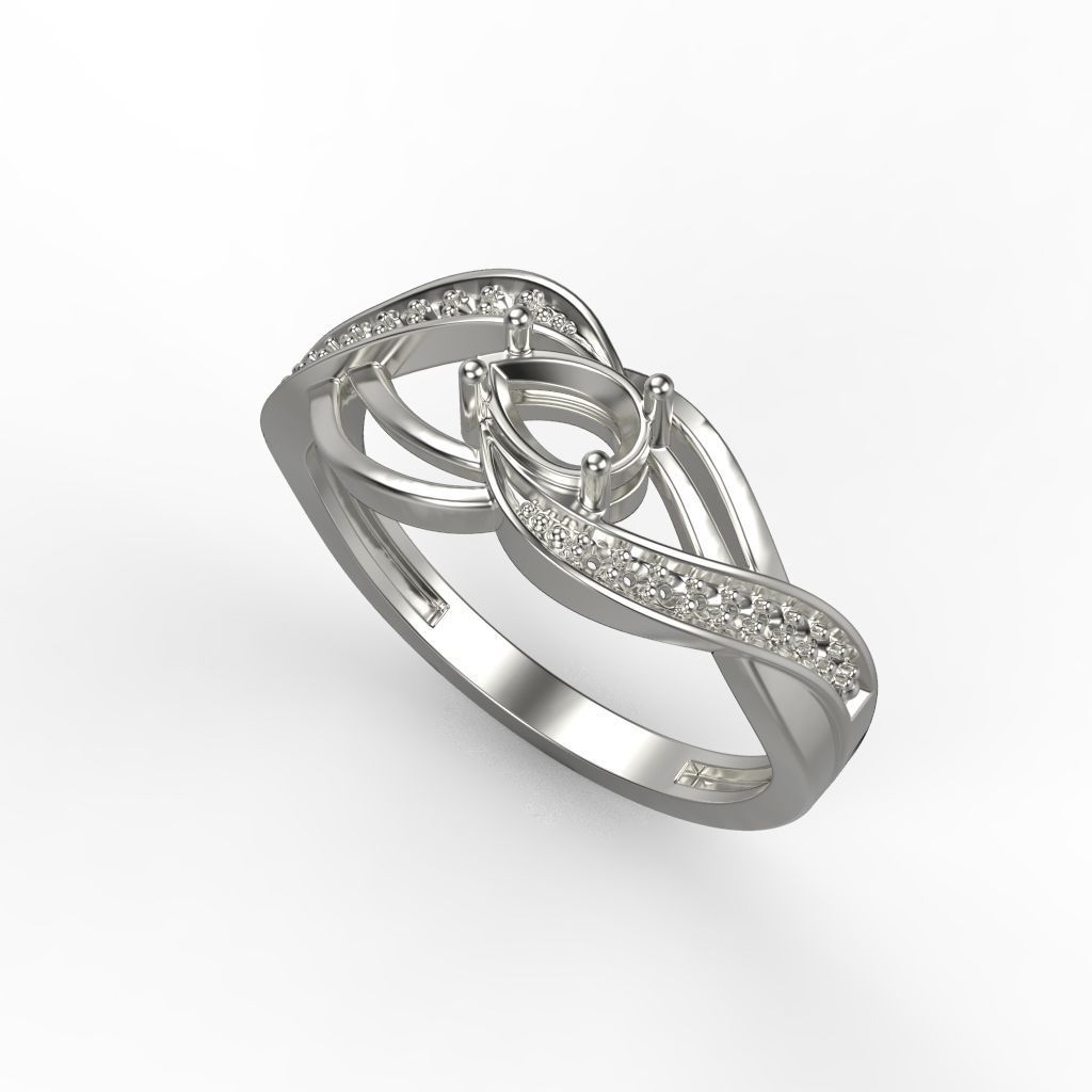 Women ring with gems 3dm stl printable 3D print model_18