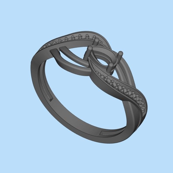 Women ring with gems 3dm stl printable 3D print model_33