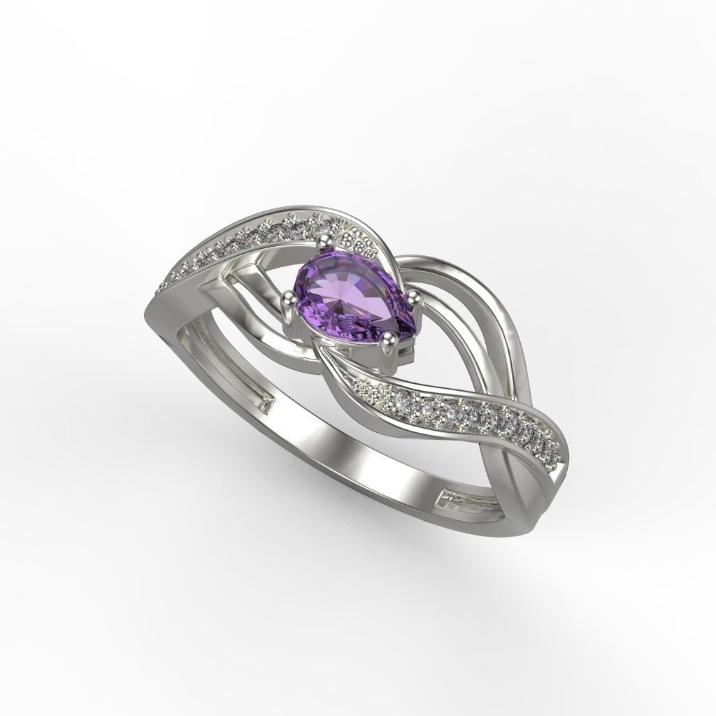 Women ring with gems 3dm stl printable 3D print model_10