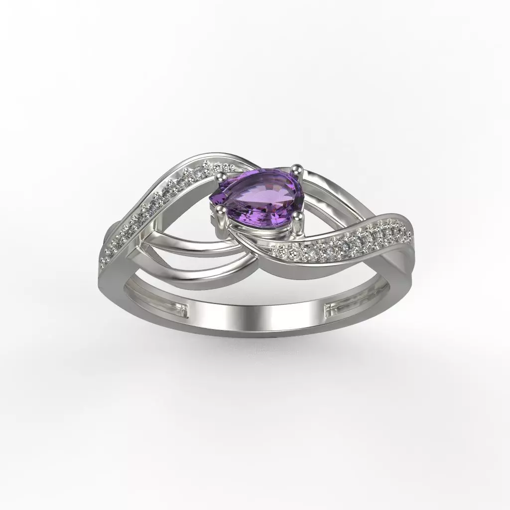 Women ring with gems 3dm stl printable 3D print model_0