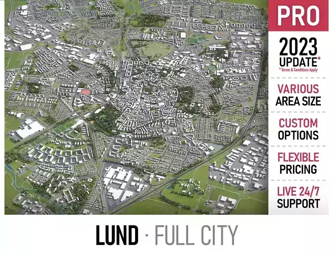 Lund - city Low-poly 3D model