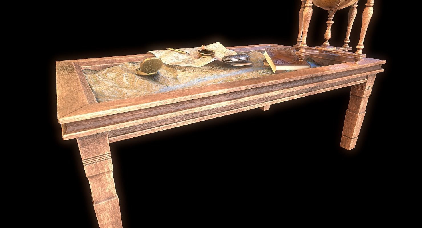 Geographic tactical table with war map Low-poly 3D model_10