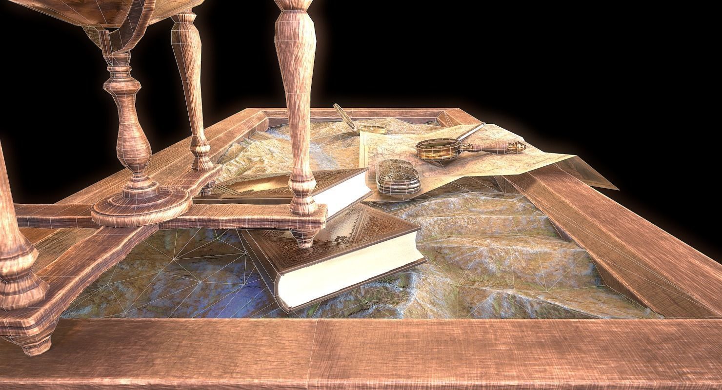 Geographic tactical table with war map Low-poly 3D model_20