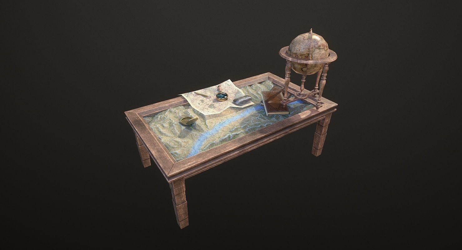 Geographic tactical table with war map Low-poly 3D model_33