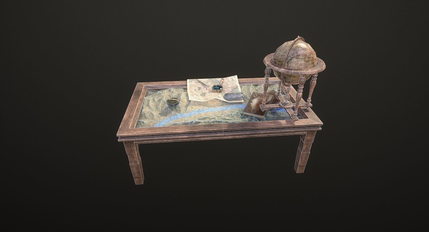 Geographic tactical table with war map Low-poly 3D model_39