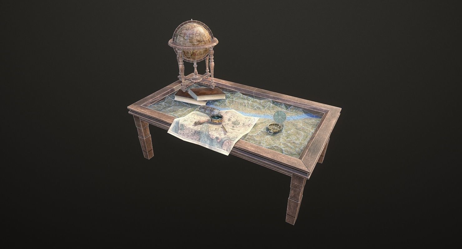 Geographic tactical table with war map Low-poly 3D model_40