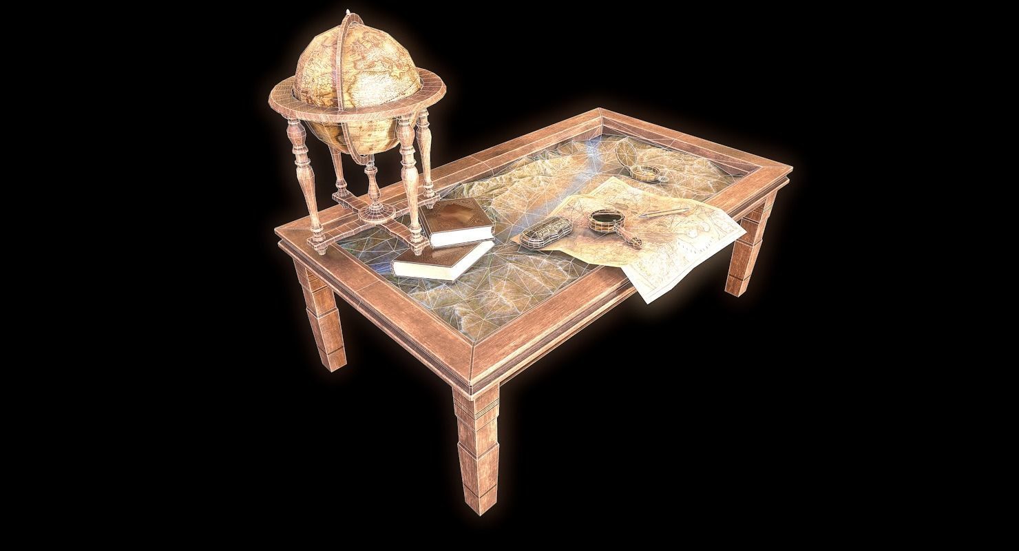 Geographic tactical table with war map Low-poly 3D model_21