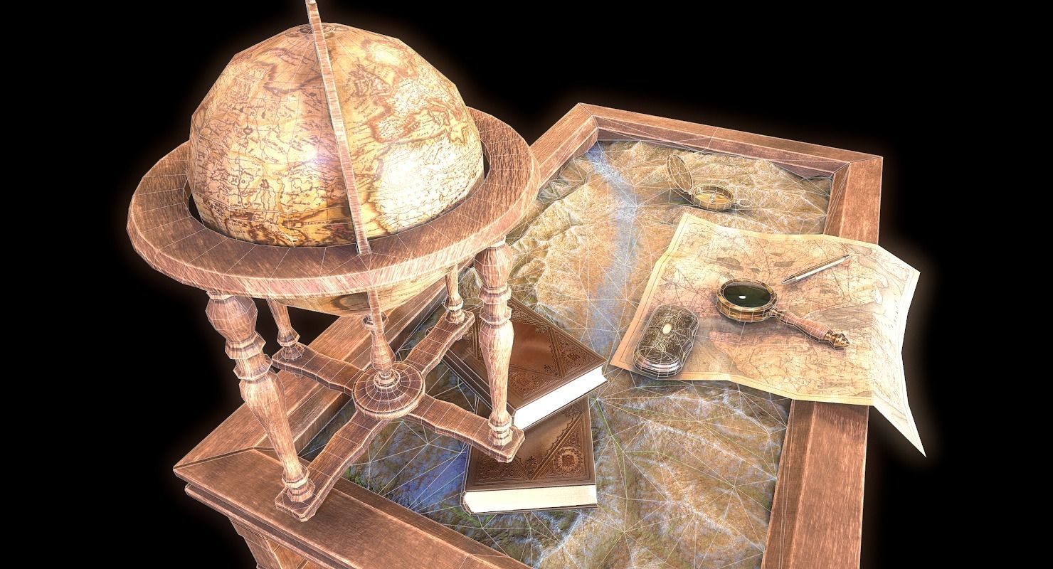 Geographic tactical table with war map Low-poly 3D model_18