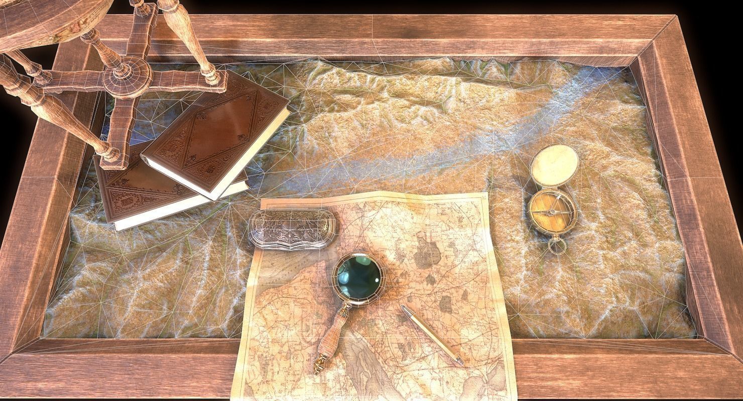 Geographic tactical table with war map Low-poly 3D model_22