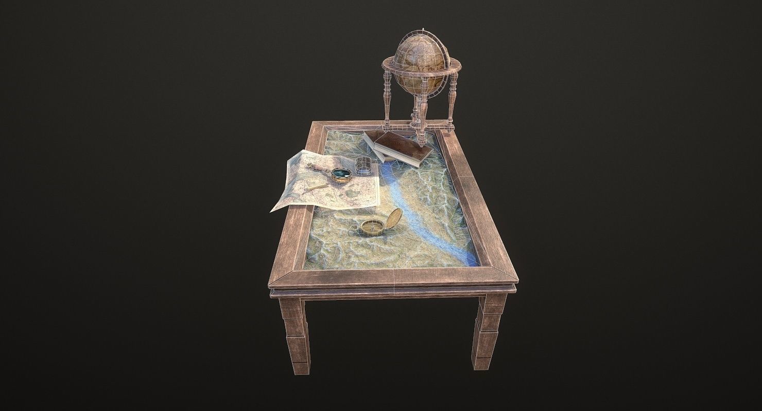 Geographic tactical table with war map Low-poly 3D model_37