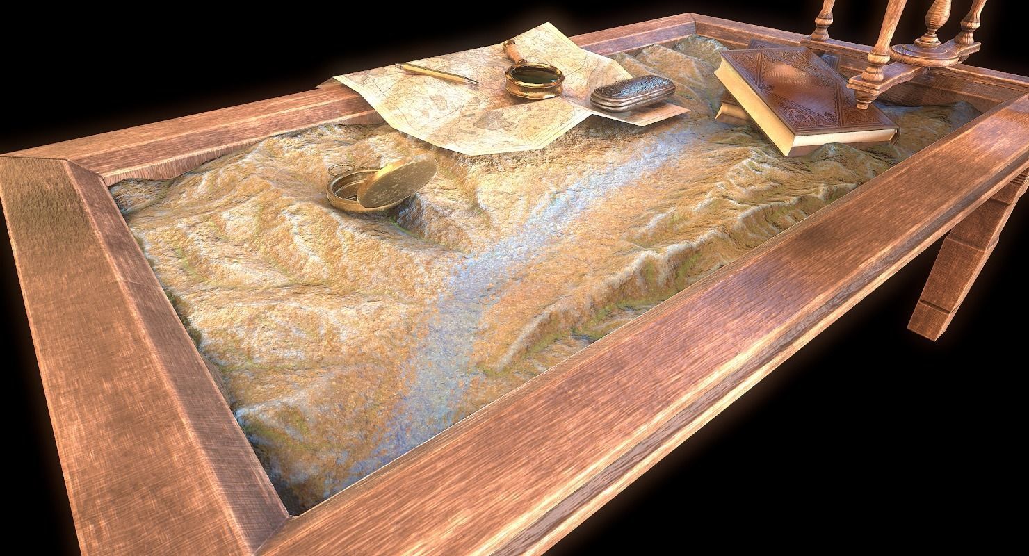 Geographic tactical table with war map Low-poly 3D model_8