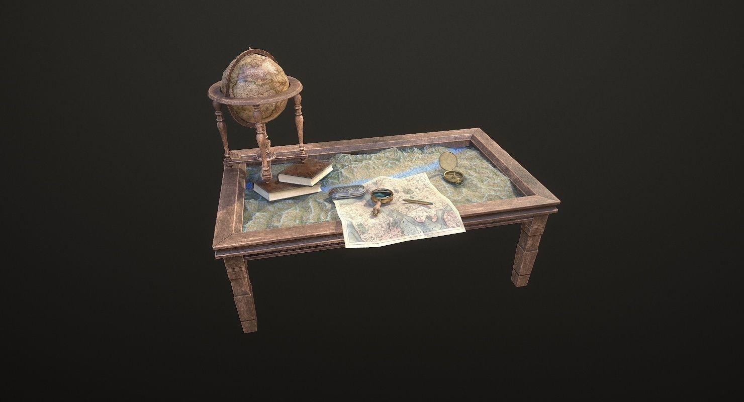 Geographic tactical table with war map Low-poly 3D model_35
