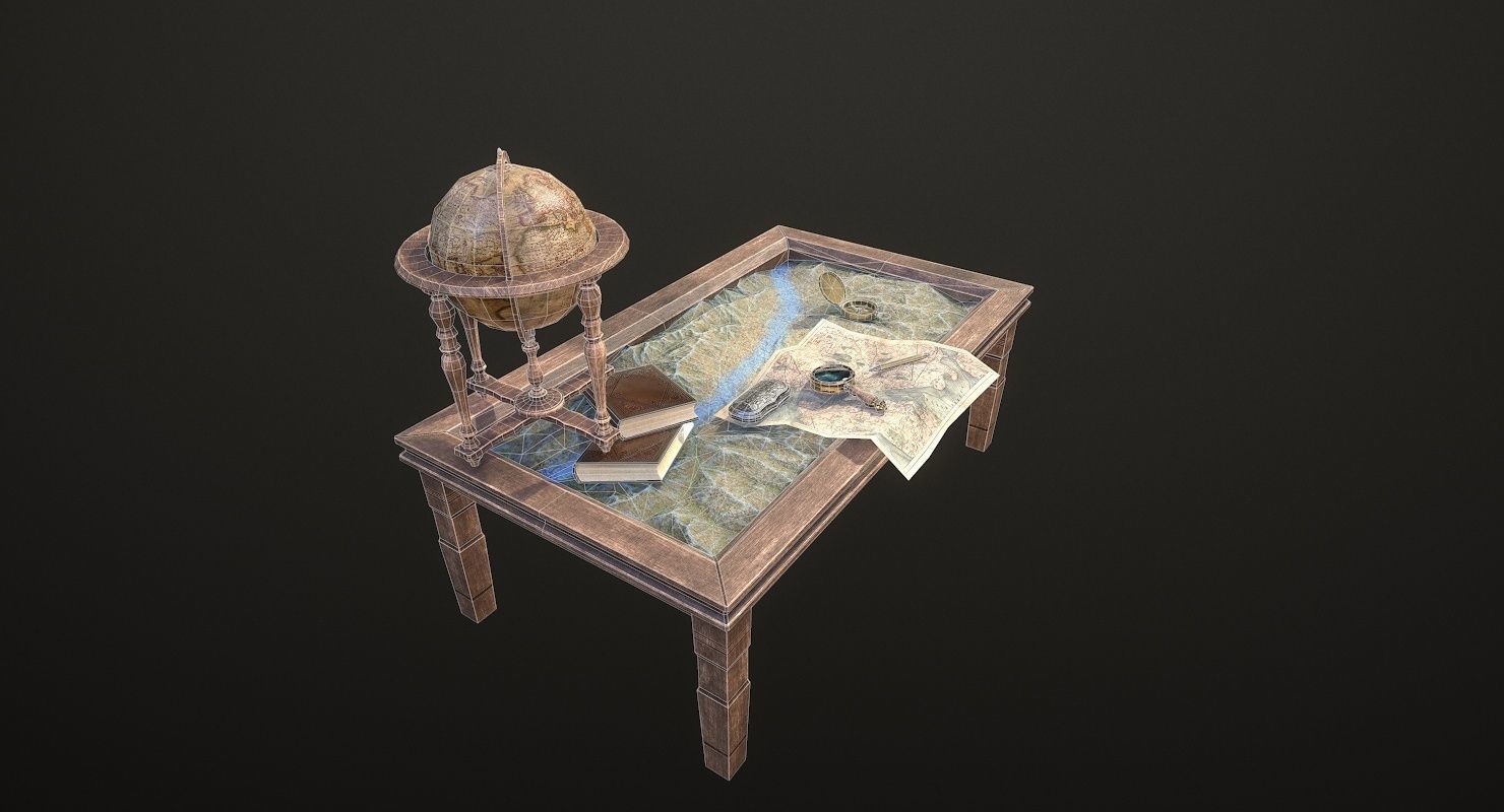 Geographic tactical table with war map Low-poly 3D model_36