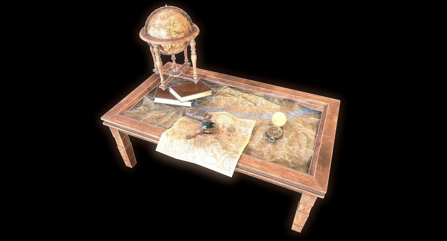 Geographic tactical table with war map Low-poly 3D model_23