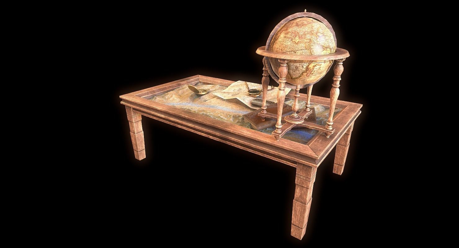 Geographic tactical table with war map Low-poly 3D model_4