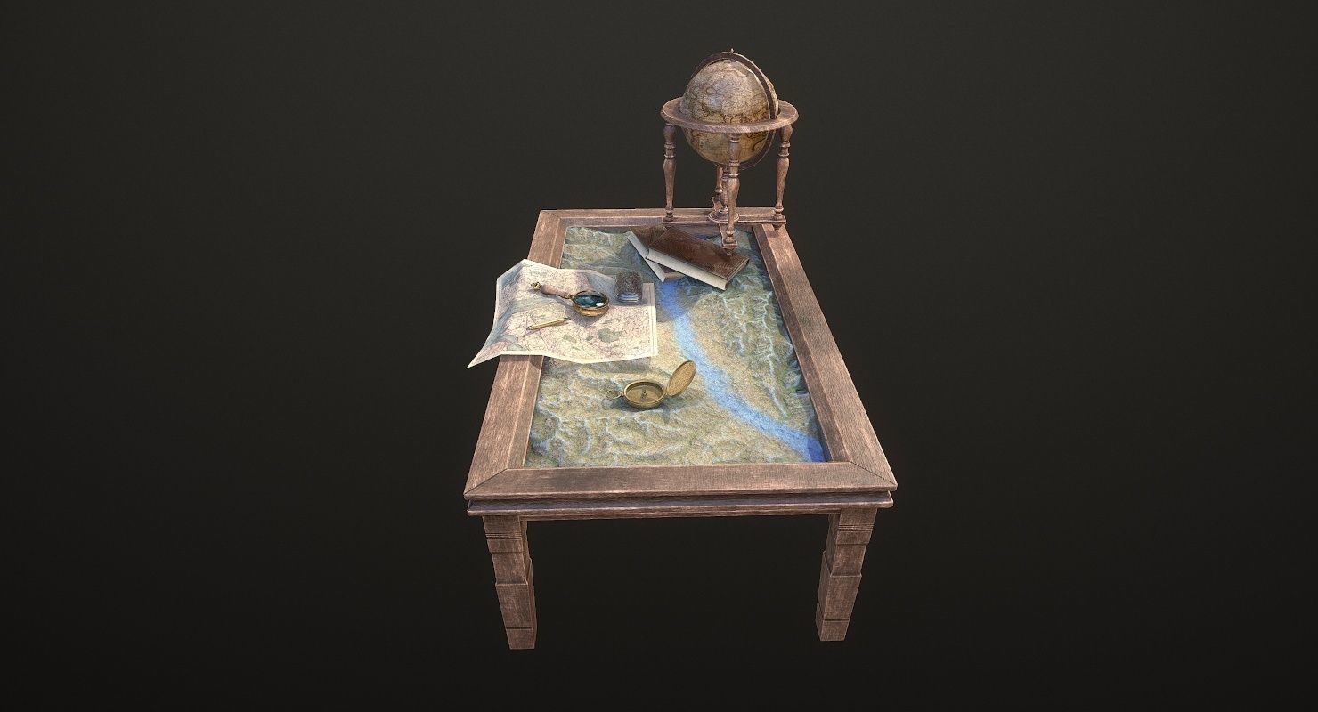 Geographic tactical table with war map Low-poly 3D model_34