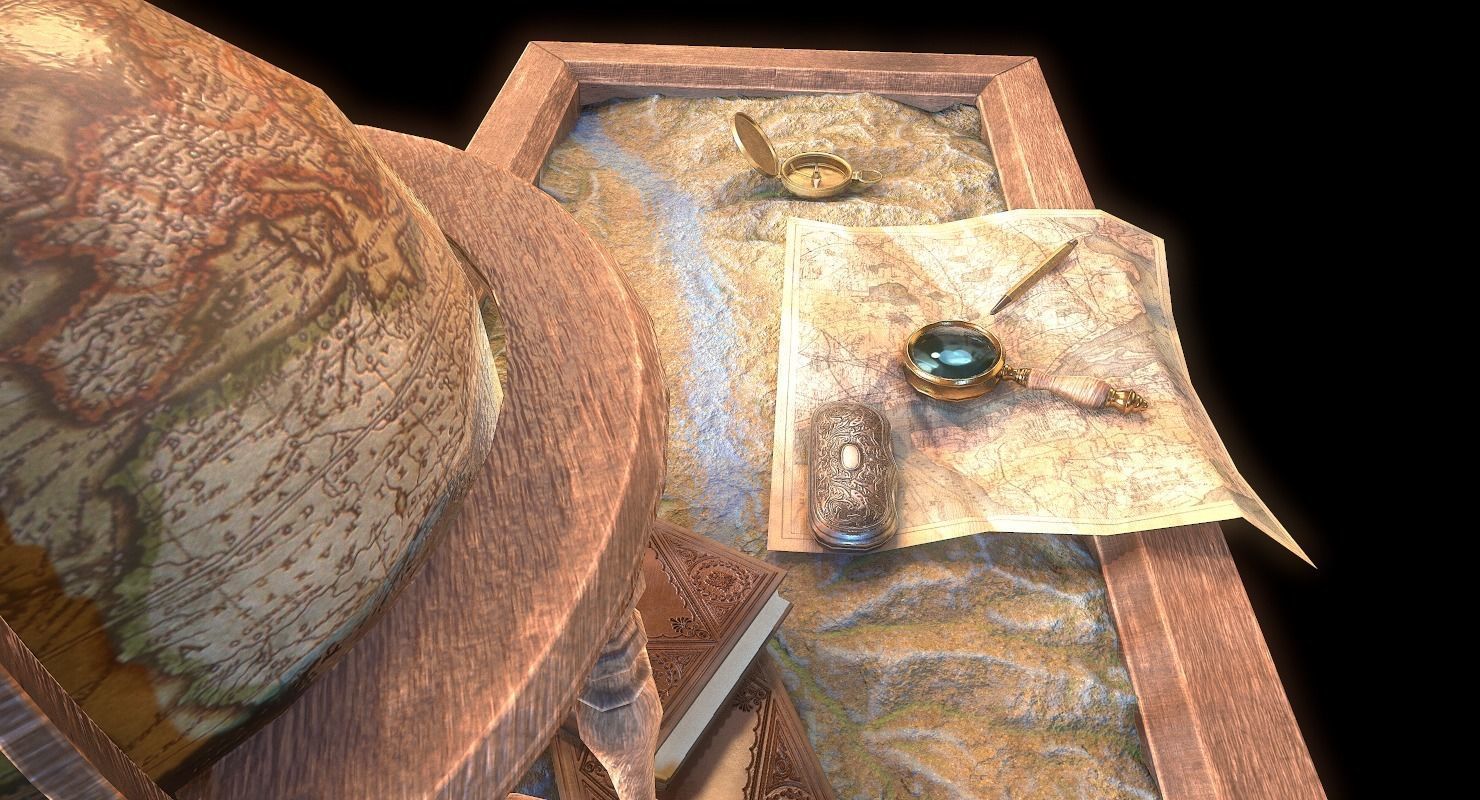 Geographic tactical table with war map Low-poly 3D model_14