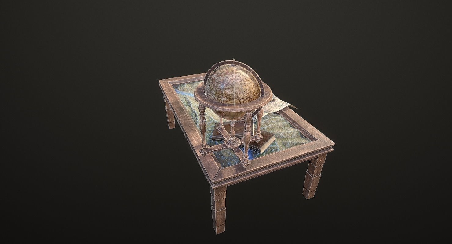 Geographic tactical table with war map Low-poly 3D model_38