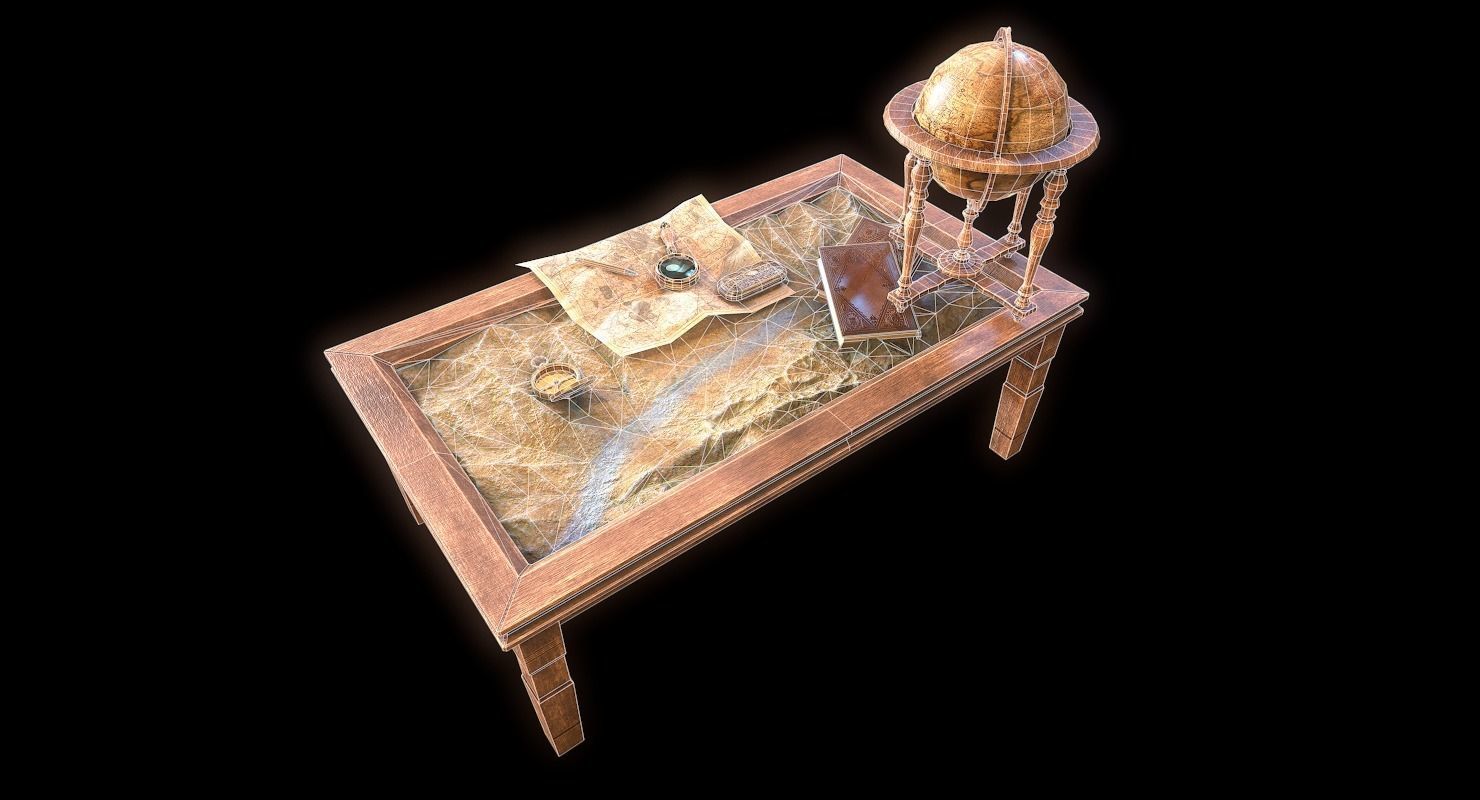 Geographic tactical table with war map Low-poly 3D model_25